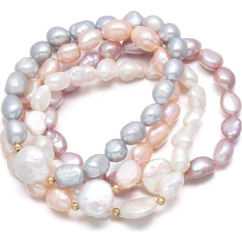 Irregular Natural Freshwater Pearl Button Beads Bracelet For Women Romantic Love Gift