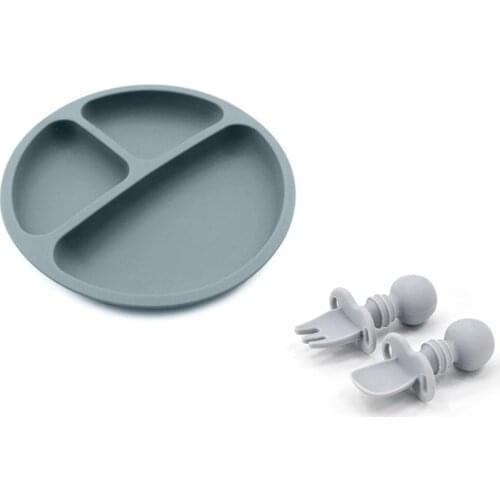 Baby Safe Silicone Dining Plate Spoon Solid Cute Cartoon Children Dishes Suction Toddle Training Tableware Kids Feeding Bowls