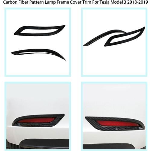 For Tesla Model 3 ABS carbon fiber Pattern Rear Tail Fog Light Lamp Cover Trim 2018 2019