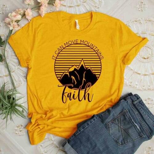 It Can Move Mountains Faith T-Shirt Funny Graphic Casual Tee Christian Bible Verse Cotton Grunge Tops Tumblr Religious Camisetas