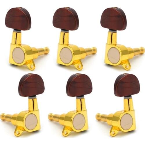 Gold Sealed Gear Left and right Electric Acoustic Guitar Tuning Pegs Guitar Tuners Machine Heads - Coffee Big Semicircle Button