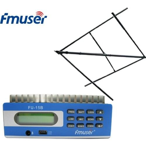 FMUSER FU-15B 15W FM Radio Transmitter Set Long Range FM Broadcast Transmitter For FM Radio Station+CP100 FM Antenna Kit CZE-15B