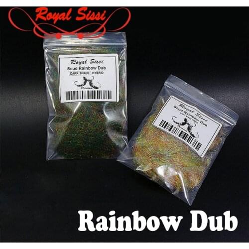 Royal Sissi hot 2styles fly tying rainbow scud dub light&Dark shade nymph dubbing for trout flies colorful synthetic shaggy dubs