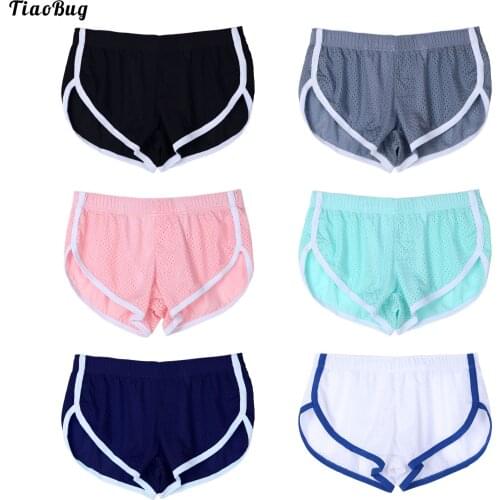 TiaoBug Summer Men Breathable Net Fabric Elastic Waistband Shorts Trunks For Sleeping Lounging Running Sport Swimming Fitness