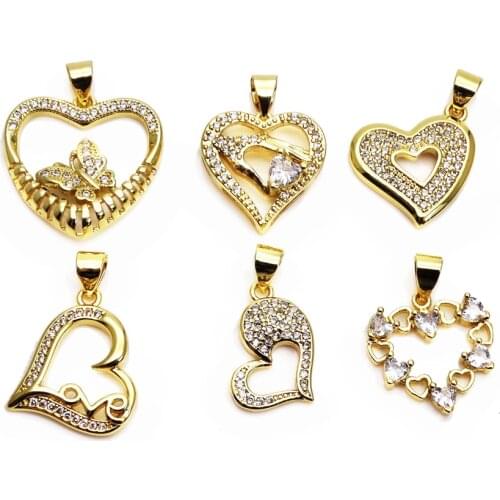 Micro white Zircon Pendant loving heart Pendant Contracted fashion Pendant necklace chain DIY jewelry accessories