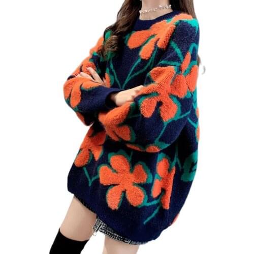 Fashion Womens Knitted Sweaters Pullover 2021 Autumn Winter New Thicken Long Sleeve Casual Jacket Female Tops External Wear