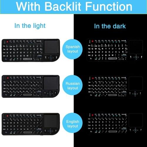 MRSVI New Design A8 Backlit 2.4G Mini Wireless Keyboard with Touchpad for Google Android Smart TV BOX IPTV HTPC Windows 2000