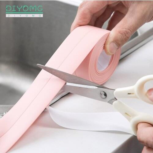 Kitchen Sink Wall Stickers Bathroom Toliet Shower Sink Bath Sealing Strip Tape PVC Waterproof Self adhesive Wallpaer Baseboard