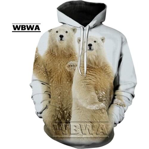 2021 autumn and winter new unisex funny cute animals 3D printing fashion trend selling Russian bear hooded sweatshirt