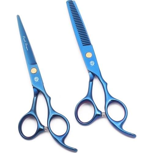 5.5" 6" Purple Dragon Japanese Steel Blue Color Hair Thinning Scissors Cutting Shears Salon Hair Scissors for Hairdresser Z1005