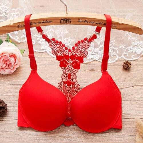 The anterior Y type beauty come back sexy bra lace gather smooth thin girl underwear under thick Top women Womens underwear
