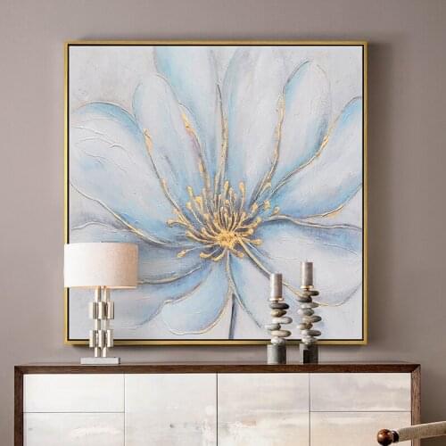 Hand-painted Oil Painting Flowers Restaurant Decorative Painting The Living Room Modern Minimalist Bedroom Painting Gold Leaf Li