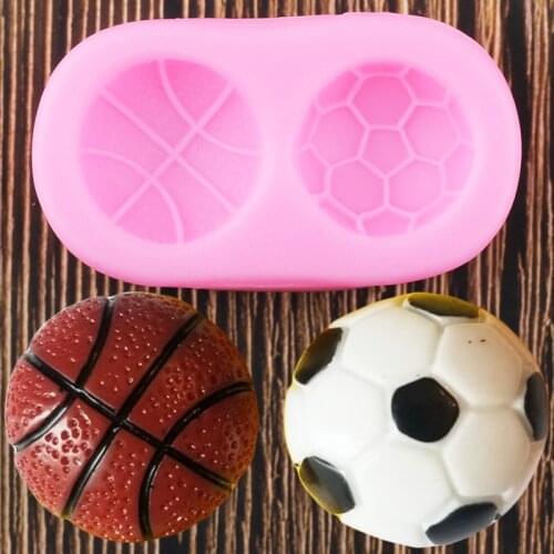 Football Basketball Silicone Mold Baby Party Cake Decorating Tools Cupcake Topper Fondant Chocolate Candy Soap Polymer Clay Mold