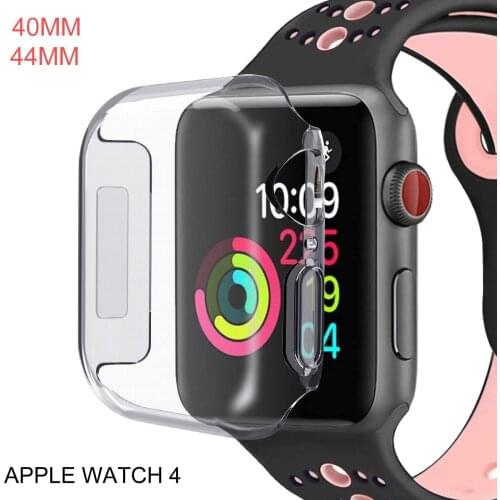 Silicone Soft Full Case for Apple Watch 44mm 40mm Cover iWatch Series 4 5 All-around Ultra-thin Clear Case Watch Accessories