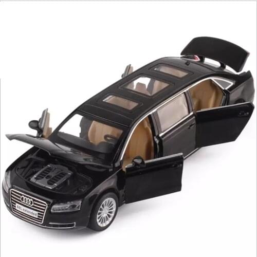 Lengthened A8 sports car acousto-optic recoil alloy car model 6-door childrens toys Christmas and new years birthday gift