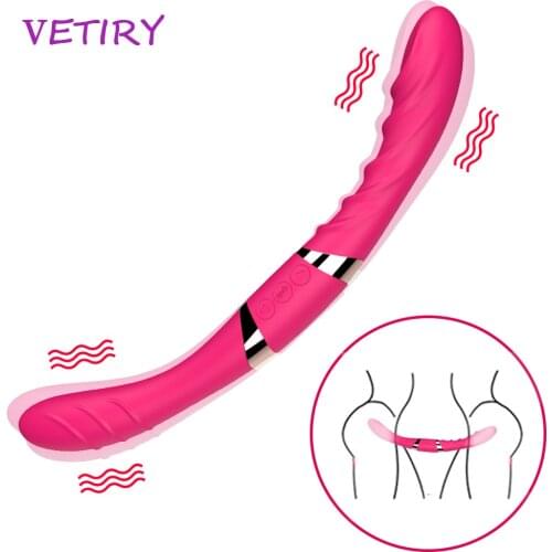 VETIRY Double Heads Vagina Dildo Vibrator Clitoris Stimulator Vibrator for Women Masturbation Adult Sex Toy for Woman Lesbian