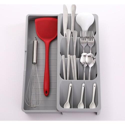 HighQuality Tray Store Organizer Drawer Kitchen Tools Cutlery Storage Box Plastic Container Knife Block Holde Spoon Fork Storage