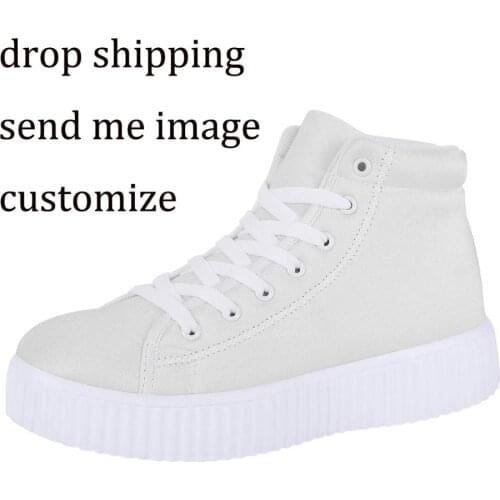 Nopersonality Customize Your Image Name Logo Flat Creepers High Top Platform Shoes for Women Breathable Female Ankle Sneakers