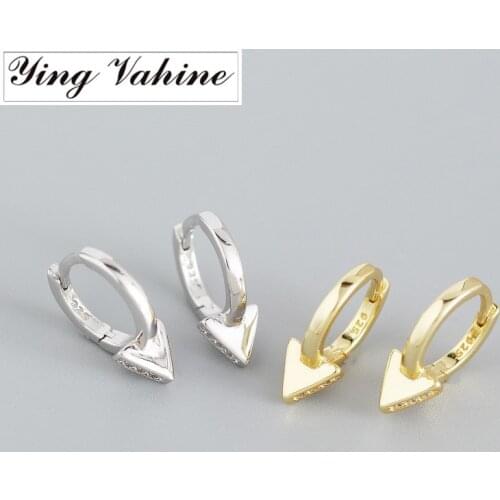 Ying Vahine 100% 925 Sterling Silver Geometric Triangle Small Circle Stud Earrings for Women