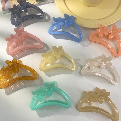 Elegant Women Large Hair Claws Crab Hair Clips Arc Acrylic Resin Acetate Candy Color Geometric Hairpins Hair Accessories