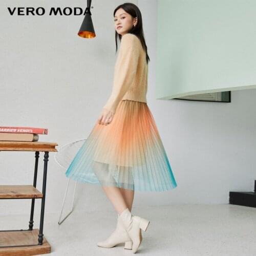 Vero Moda Women Knitwear Sweater Top Mesh Pleated Gradient Two Pieces Dress | 320446032