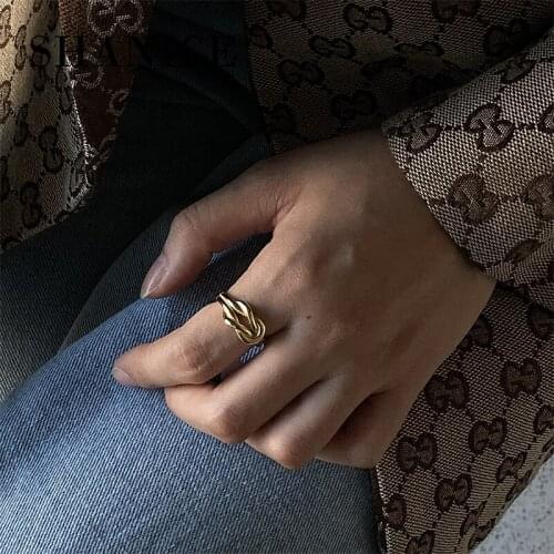 SHANICE 925 Sterling Silver Open Rings Interlock Rings for Women Gifts Adjustable Size Large Open Rings Fashion Wedding Jewelry