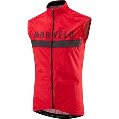Morvelo Men Cycling Windproof Vest Waterproof Sleeveless Lightweight Breathable Outdoor Cycle Vest MTB Bike Jacket Team Clothing