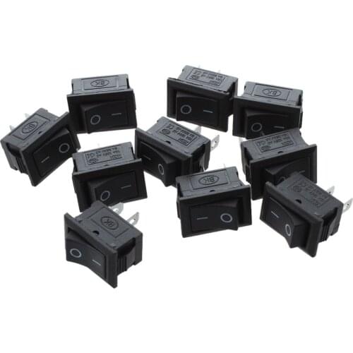 10 Pcs SPST Mini Black 2 Pin Rocker Switch AC 125V 10A 250V