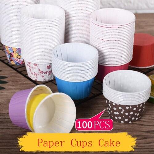 100 PCS/Set Rainbow Color Muffin Cupcake Paper Cups Cake Forms Cupcake Cake Mold Cup Cake Paper Decorating Tools