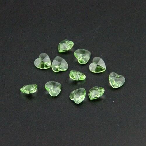 1000pcs /lot Apple Green14mm Crystal Heart Pendant Crystal Drop Prism Lamp Part Suncatcher For Wedding & DIY