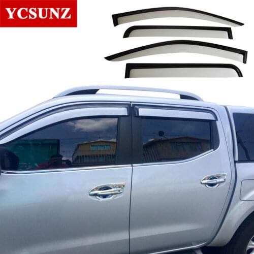 2014-2019 Window door Visors For Nissan Navara 2016 sliver Wind Deflector For Nissan Navara frontier 2019 Vent Rain Guard Ycsunz
