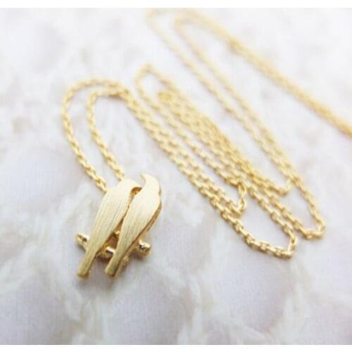 30PCS/lot Fashion gold plating necklace Love birds necklaces for women and color