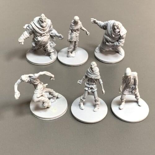6PCS Grey Zombie Runners Fatties Miniatures Plauge Board Game Role Playing Model Collectible Figures Toys