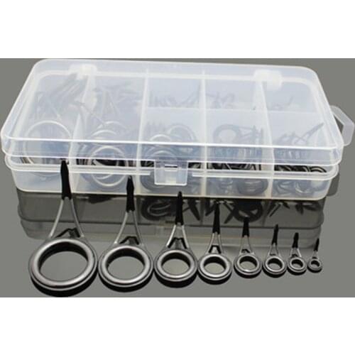 75 pieces of ceramic high carbon steel fishing tool accessories guide ring with box
