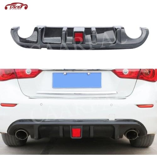 ABS Carbon Look Rear Bumper Lip Diffuser With LED Light Accessorise For Infiniti Q50 Base Sport 2014 2015 2016 2017 Gloss Black