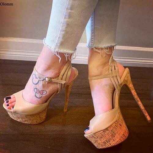 Olomm New Fashion Women Summer Platform Sandals Sexy Stiletto High Heel Peep Toe Gorgeous 10 Colors Party Shoes Size 35 47 52