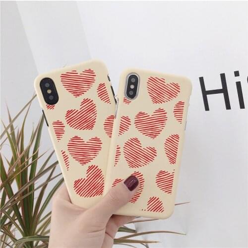 Retro Red Stripe Love Heart Phone Case For iphone 6 6s Plus case Soft TPU Back Cover for iPhone 7 8 Plus X Fashion Cases Cover