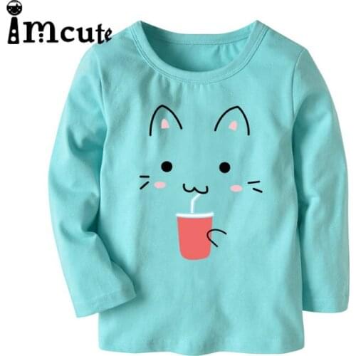 Imcute 2020 Autumn Girls Sweatshirt Long Sleeve Kids Cat Cartoon Tops Children Pullover Hoodies Winter Clothing High Quality