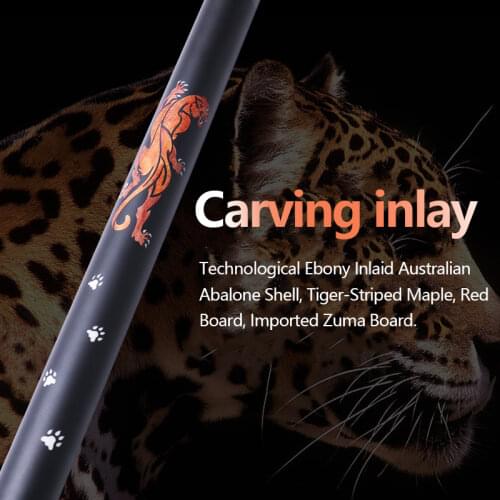 JF JFLOWERS JSK-209F One Piece Snooker Cue Carbon Fiber Shaft Technology Ebony Carving Inlay Butt Handmade Cue With Extension
