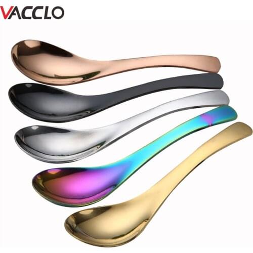 Vacclo Stainless steel Chinese Spoons Round Bottom Count Spoons Thick Multi-Specification Spoons Deepened Custom-Made Tableware