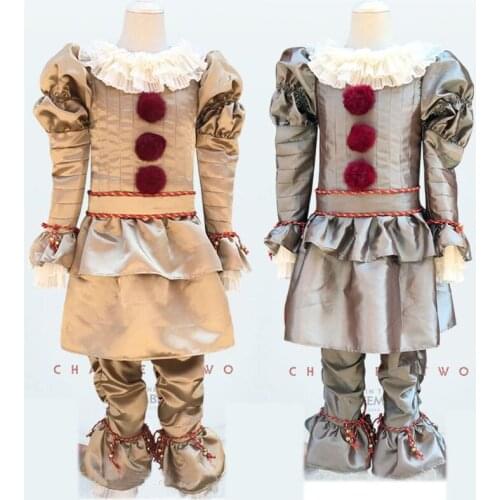 Movie Stephen Kings It Pennywise Cosplay Costumes Kids The Clown Clothing Set Children Halloween Uniform Suit Carnival Party