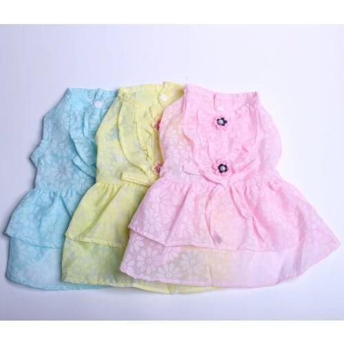 Dog Pet Bow Dress Shirt Flowers Pattens Cat Puppy Skirt Princess Summer Clothes 5 Sizes 3 Colours