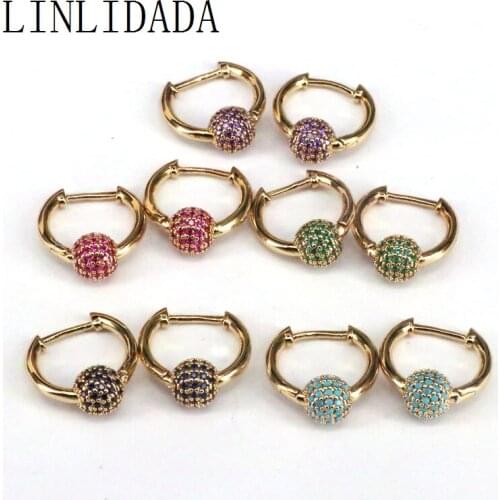 5Pairs Small Hoop Earrings Women CZ Rainbow Jewelry Gold Color Bling Ball Mini Hoops Earring