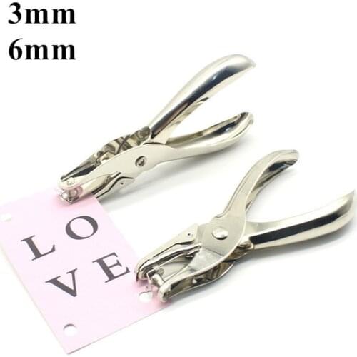 Metal Hand Paper Punch Craft Sheet Single Hole Puncher Circle Shape 3/6mm Hole Paper Punches for Card Making Scrapbooking