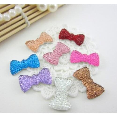 Fashion!!!23*12.5mm 24PcsCraft Flatback Resin Dotted Bow Rhinestone Cabochon Gems,Flat Back Resin Rhinestone For DIY
