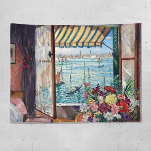 Ins Nordic Wall Hanging Tapestry Bedroom Dorm Window Landscape Tapestries Wall Cloth Boho Hippie Art Home Decor Yoga Mat Carpet