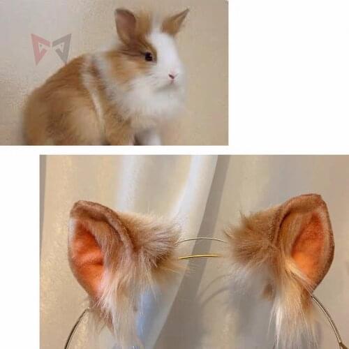 New Short Bunny Rabbit Ears Hairhoop Tail Headwear Beast Cosplay Costume Accessories Handmade Work