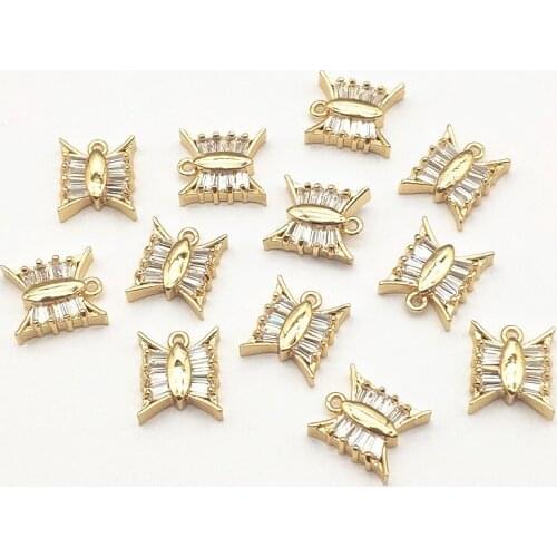 New Arrival! 14x12mm 50pcs Cubic Zirconia Copper Charm for Handmade Necklace Earring DIY Parts,Jewelry Findings & Components