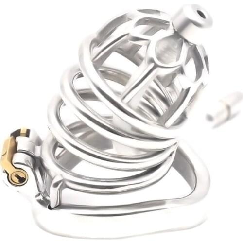 New Male Adult Products Chastity Cage Alternative Toys Penis Lock Chastity Device Plum Blossom Head with Catheter Arc Rings