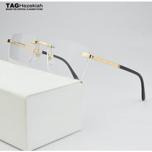 2021 new Brand Rimless eyeglasses women Square Glasses Frame men myopia computer spectacle frames Vintage Handmade designer nerd